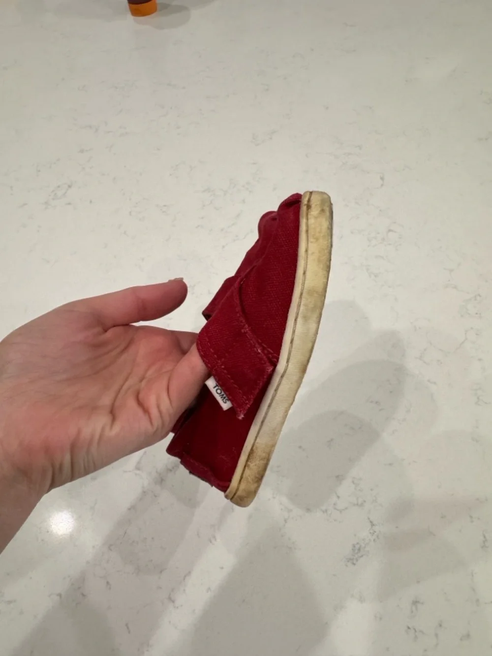 TOMS Kids Red Slip-On Canvas Moccasins